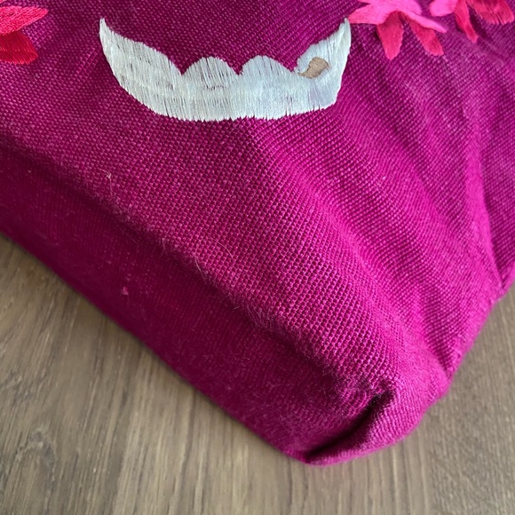 Maya Mexican Embroidered Corduroy Cotton Zippered Tote - Picture 5 of 8